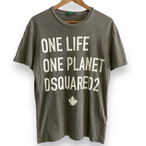 美品 22SS Dsquared2 ディースクエアード 半袖 クルーネック ロゴプリント Tシャツ カットソー M グレー