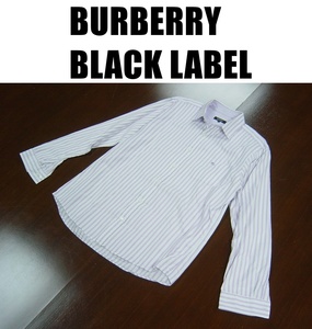 バーバリーブラックレーベルストライプ柄長袖シャツ/BURBERRY BLACK LABEL ドレスシャツ/サイズ３/三陽商会