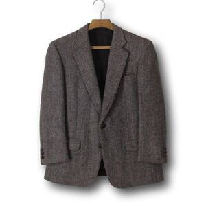 【美品】ハーディエイミス × ハリスツイード ジャケット M メンズ A4 ブラウン ヘリンボーン tqe HARDY AMIES × HARRIS TWEED 秋冬 美品