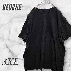 GEORGE ゴージ　Tシャツ/カットソー 半袖 無地 黒 3XL 大きいサイズ　　2471