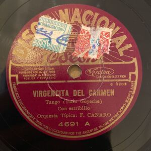 SP盤 FRANCISCO CANARO ORQUESTA TIPICA / Virgencita Del Carmen / Morita / 4691 / アルゼンチン盤 / 5点以上で送料無料