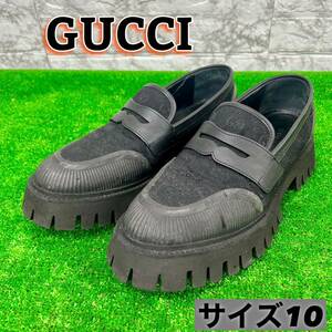 【良品】GUCCI グッチ ローファー スニーカー GG ブラック 黒 メンズ 秋冬 2023年モデル サイズ10（29.0cm相当）中古 管:0829