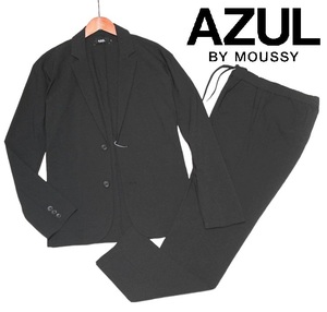 新品! アズールバイマウジー 2B 微光沢 カジュアル セットアップ スーツ ブラック (M) ☆ AZUL BY MOUSSY メンズ ハイストレッチ 薄手 黒系