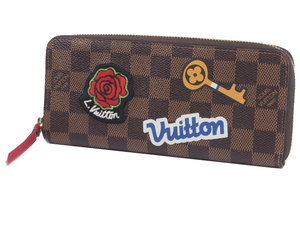 マスヤ質店◆ ルイヴィトン LOUIS VUITTON ポルトフォイユ・クレマンス N60147 ダミエ LVストーリーズ ラウンドファスナー長財布