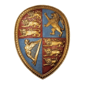 英国王室 ビクトリア女王 紋章 盾 高級壁飾り西洋彫刻雑貨置物ヴィクトリア女王エンブレム大英帝国シールド楯壁掛けオブジェライオン獅子