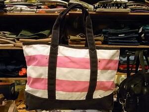 J.CREW CANVAS TOTE BAG BORDER NAVY PINK ジェイ クルー キャンパス トート バッグ ボーダー ネイビー ピンク