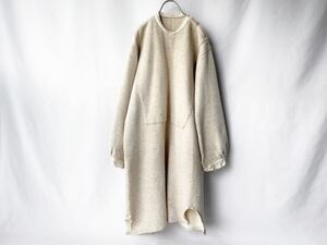 希少 30s vintage スウェットシャツ ノーカラージャケット コート ナチュラルベージュ グレー 古着ビンテージ10s20s40s50s60s