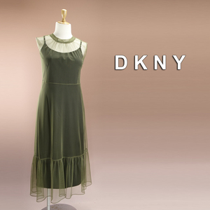 半額セール★新品 DKNY 19号 ダナキャラン 緑 レイヤードスタイル シアーワンピース パーティドレス 大きいサイズ 結婚式二次会 凛38CC2703