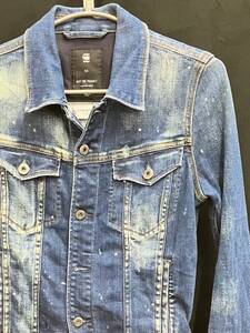 G-Star RAW DENIM JACKET ジースター ロゥ デニム ジャケット ジージャン サイズXS 青 ブルー ダメージ加工 3301 DNM JKT WMN