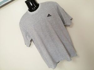 kkyj4968 ■ adidas ■ アディダス Tシャツ カットソー トップス 半袖 ドライ鹿の子 ライトグレー L～XLサイズくらい