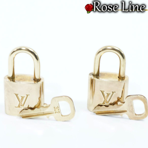 【良好品】Louis Vuitton パドロック 鍵 南京錠 ゴールド 金 カデナ チャーム キー 2個セット PADLOCK バッグ用品 アクセサリー 302