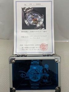 ☆ 1円セール ☆ 稼働品 Disney ディズニー 80周年 2000本限定 腕時計 手巻き キスミッキー ホワイト ダイヤ ケース 説明書付　◆28483