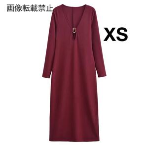 vintage ヴィンテージ レトロ ロング ワンピース XSサイズ レディース★ZARA 好きな方に★2024 A/W 冬新作 新品未使用★