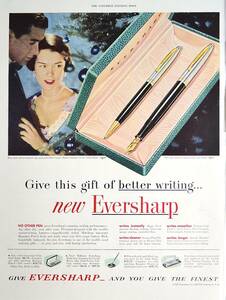 稀少・広告！1951年エバーシャープ万年筆広告/Eversharp Pen/シャープペンシル/文房具/D