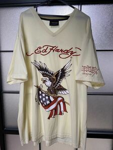 自信あり エド・ハーディー 5L半袖Tシャツ クリーム