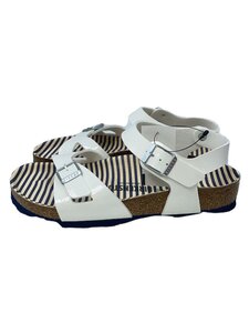 BIRKENSTOCK◆サンダル/24.5cm/WHT/エナメル/ボーダー