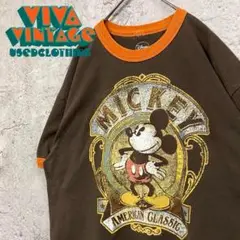 レアカラー【古着】ディズニー ミッキー リンガーTシャツ メンズXL〜2XL