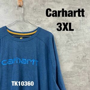 Carhartt カーハート ブルー Tシャツ 半袖 3XL メンズ コットン クルーネック ビッグロゴ 大きいサイズ リラックス 102549446 古着 TK10360