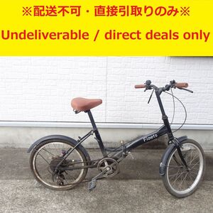 tyis6777-1 231【配送不可/Undeliverable】ジャンク品 折りたたみ自転車 Fieetsフィーツ 20インチ シマノ6段ギア CF-FD201 黒 カインズ