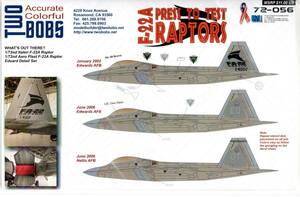 1/72 TWOBOBSツーボブス デカール 72-056 F-22A Press to Test Raptors