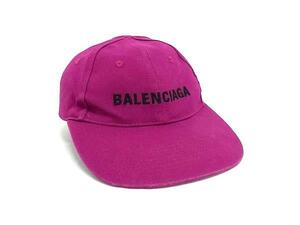 1円 ■美品■ BALENCIAGA バレンシアガ コットン100％ ベースボールキャップ 帽子 サイズ L(58cm) メンズ レディース パープル系 FJ3561