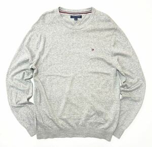 衝撃プライス！大人ベーシックモデル！【TOMMY HILFIGER トミーヒルフィガー】セーター【サイズL】グレー ワンポイントロゴ刺繍 N-P90