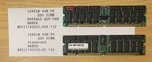 Power Macintosh 用　168PIN 64M 5V EDO DIMM [BUFFALO,Transcend] 2枚セット　動作確認品　#2