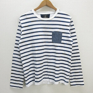 z■ビームスハート/BEAMS HEART ボーダー柄 ロンT 長袖Tシャツ【M】紺白/men