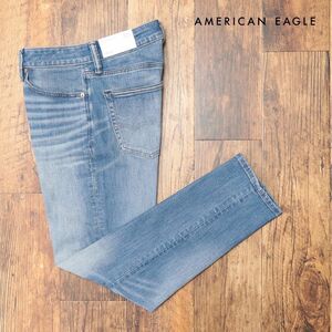 AMERICAN EAGLE/32インチ/美脚デニムパンツ 0118-6327 ストレッチ◎ 伸縮性 無地 ジーンズ 新品/青/ブルー/ih292/