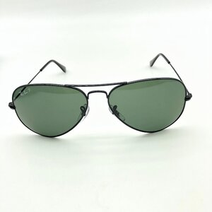 5901♭Ray-Ban レイバン 偏光サングラス アビエーター RB3025 002/58 58 レギュラーフィット ティアドロップ型 ブラック【1008】