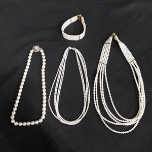 1円 留め具 SILVER 含 パール 真珠 5連 ネックレス 他 ブレスレット 等 アクセサリー 総重量約157g 計4点 A14378