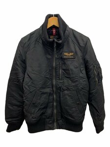 ALPHA INDUSTRIES◆フライトジャケット/M/ナイロン/BLK/無地/TA1330-001