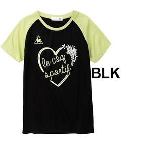 ★le coq sportif ジュニア ガールズＴシャツ(BK/グリーン)(120) ★