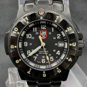 M447 電池交換済み Luminox ルミノックス 3400-200 ナイトホーク F-117 ブラック系 ステンレススチール クオーツ メンズ 腕時計 