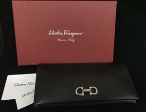 D487★Salvatore Ferragamo サルバトーレフェラガモ レザー メンズ レディース 箱付き 長財布 ウォレット 