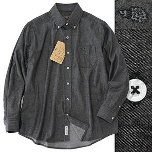 新品 チュウベイ 24AW シャンブレー ツイル ボタンダウン シャツ M 黒 白 【CH1443204_99】 秋冬 メンズ CHUBEI コットン ハリネズミ 刺繍