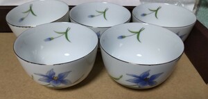 ◆ 和煎茶揃 峰山窯 湯呑 5客 陶器 白 ホワイト５個組