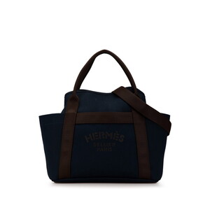 エルメス サックドパンサージュ グルーム トートバッグ ショルダーバッグ 2WAY ネイビー ブラウン キャンバス レザー HERMES 【中古】