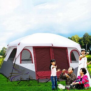 品質保証★ 8～12人用テント、2ベッドルームファミリーテント、キャンプ用テントとシェルター、大型テント12人用屋外テント