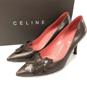 【ITGJJ8D8269H】CELINE セリーヌ パンプス レザー 靴 ブラウン 茶色 表記サイズ38 レディース