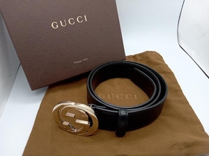 GUCCI グッチシマ インターロッキング ベルト 114876.1476.85.34 ブラック サイズ約80〜85cm 幅約4cm