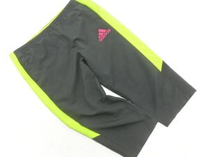 adidas アディダス ロゴ サイドライン トラック パンツ sizeXO/グレーｘ黄緑 ■◇ ☆ egd1 メンズ