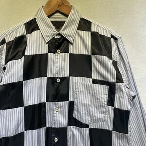 名作! 11AW COMME des GARCONS SHIRT パッチワーク 切替 シャツ XS フランス製 homme