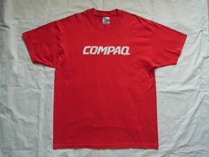 ☆美品☆ 90s USA製 ビンテージ COMPAQ コンパック ロゴ Tシャツ sizeXL 赤 ☆古着 企業物 Apple IBM Microsoft Windows 80s オールド