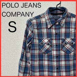 【大人気】POLO JEANS COMPANY ポロジーンズカンパニー ネルシャツ カジュアルシャツ 長袖シャツ トップス Sサイズ L63-109