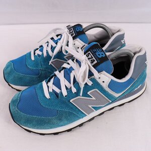 574 ニューバランス 26.5cm/new balance 青 ブルー グレー 白 中古 古着 スニーカー メンズ yy4598