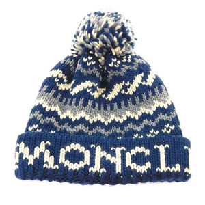 モンクレール MONCLER 帽子 ニット帽 ニットキャップ ロゴ ポンポン 白タグ 紺 ネイビー /YO18 メンズ レディース