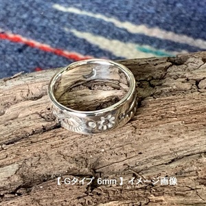 #2431 シルバーリング【8号】SILVER950 インディアンジュエリー ハンドクラフト 平打ち スタンプワーク 指輪 アクセサリー 職人