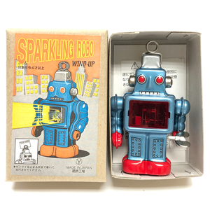 S★箱入り ゼンマイ　スパークリング ロボット　Wind-Up Sparkling action SPARKLING ROBO BLUE ★PSTT014-7