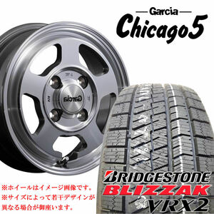 冬 4本SET 155/65R14×4.5J 100-4穴 +40 ブリヂストン VRX2 2023年製 ガルシア Chicago5 メタリックグレー 会社宛 送料無料 在庫要確認